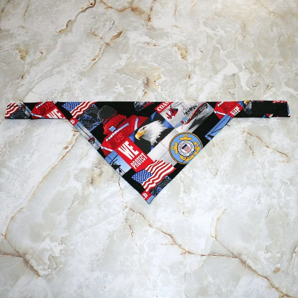 HAND CRAFTED Dog Cat Bandana US Military Coast Guard Pet Scarf Accessory - Picture 4 of 10